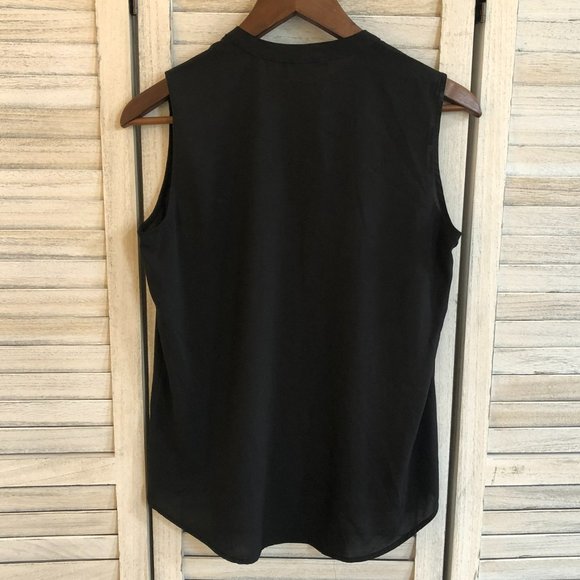 NWT Calvin Klein Black Split Neck Blouse XS - Picture 2 of 5